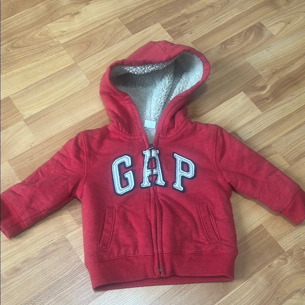 BabyGAP Red fleece lined Hoodie 12-18 months